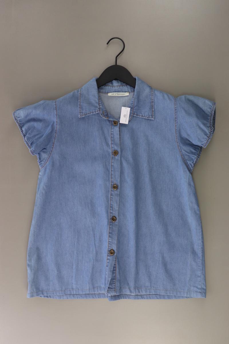 Le Streghe Bluse Gr. M Kurzarm blau aus Baumwolle