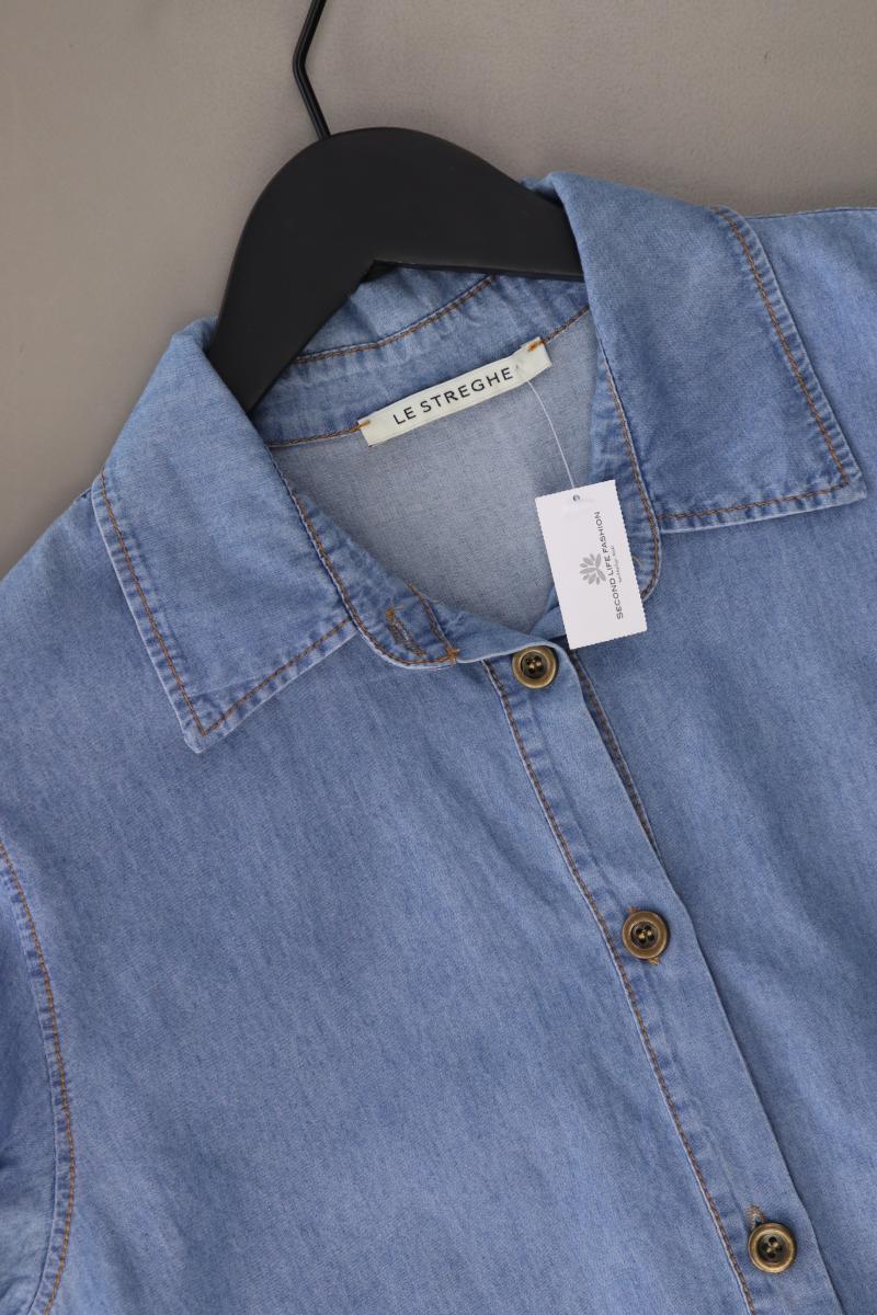 Le Streghe Bluse Gr. M Kurzarm blau aus Baumwolle