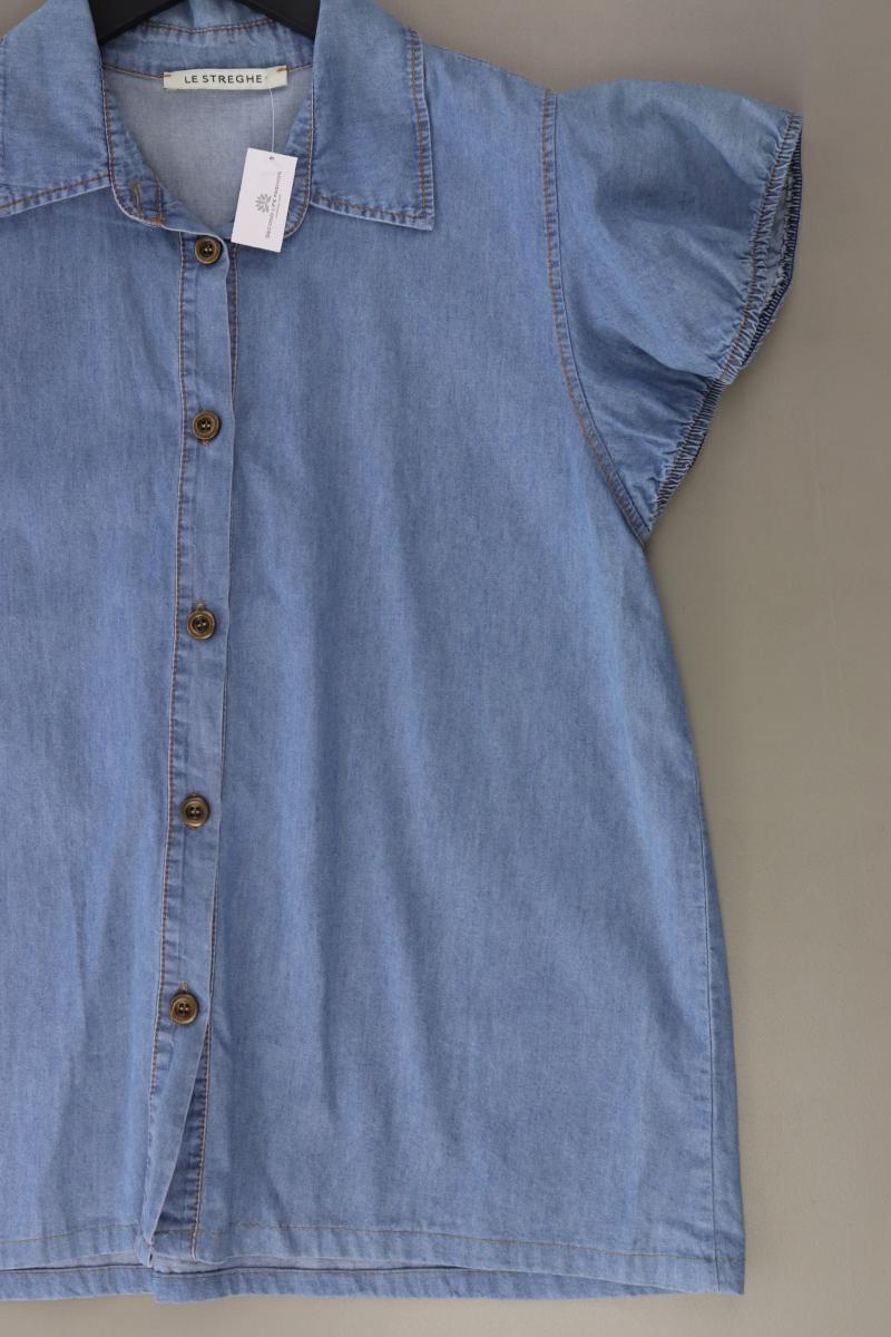 Le Streghe Bluse Gr. M Kurzarm blau aus Baumwolle