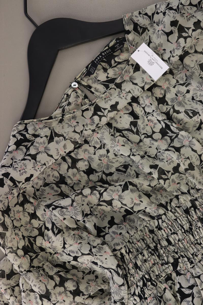 Zara Langarmkleid Gr. S mit Blumenmuster grau
