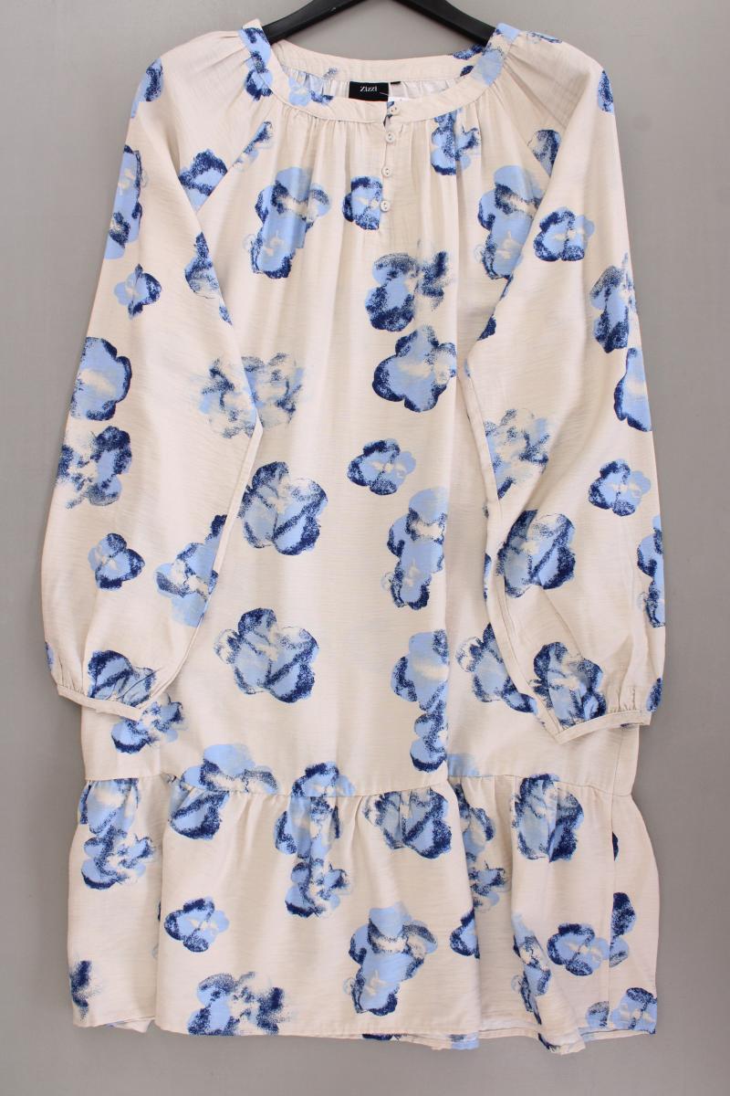 Zizzi Langarmkleid Gr. 48 mit Blumenmuster neuwertig creme