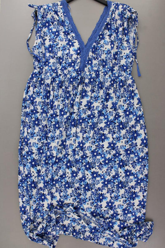 Encuentro Chiffonkleid Gr. 48 mit Blumenmuster Ärmellos blau aus Polyester