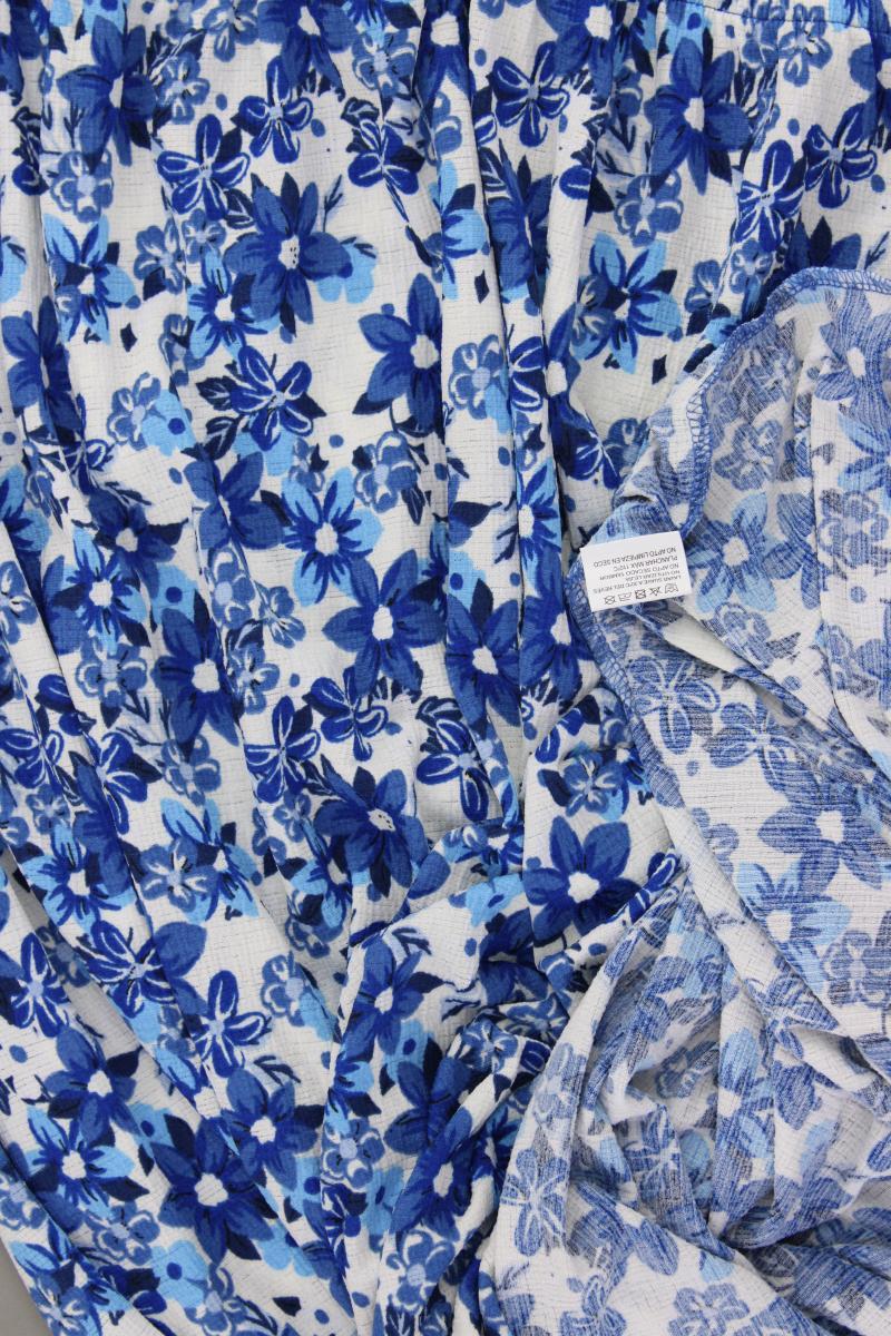 Encuentro Chiffonkleid Gr. 48 mit Blumenmuster Ärmellos blau aus Polyester