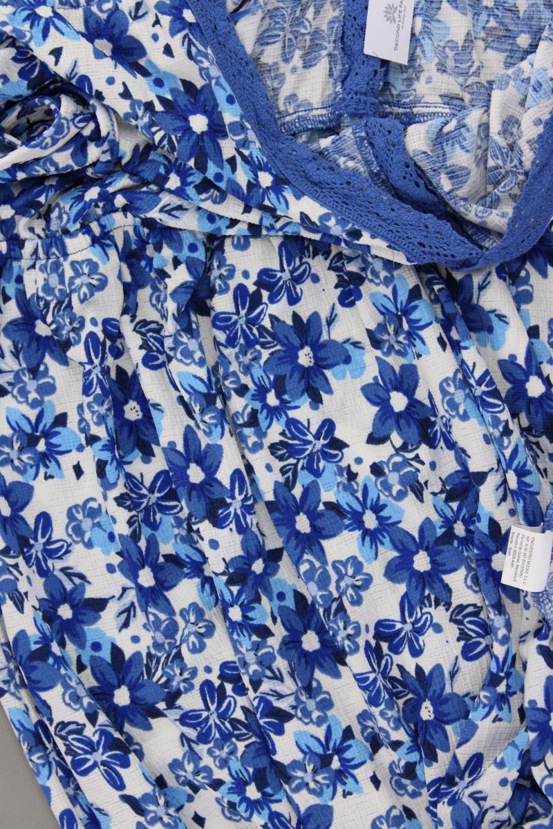 Encuentro Chiffonkleid Gr. 48 mit Blumenmuster Ärmellos blau aus Polyester
