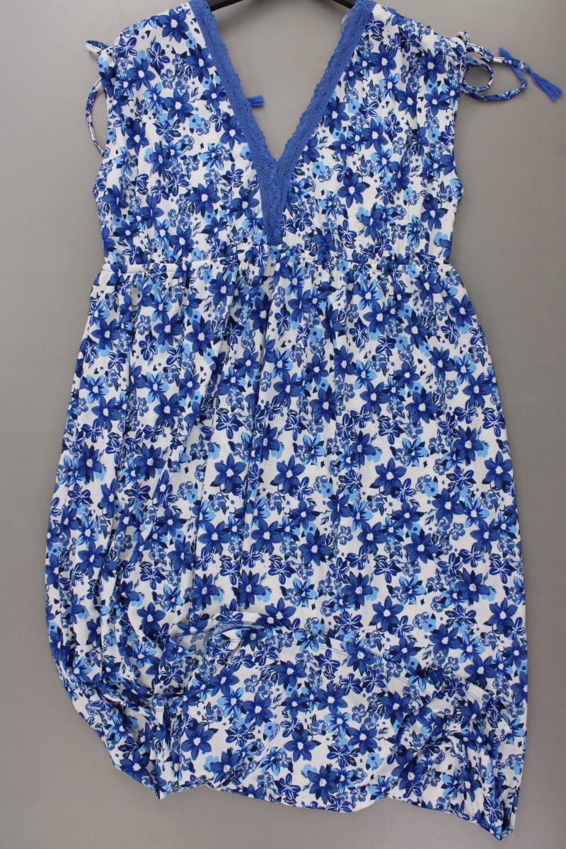 Encuentro Chiffonkleid Gr. 48 mit Blumenmuster Ärmellos blau aus Polyester