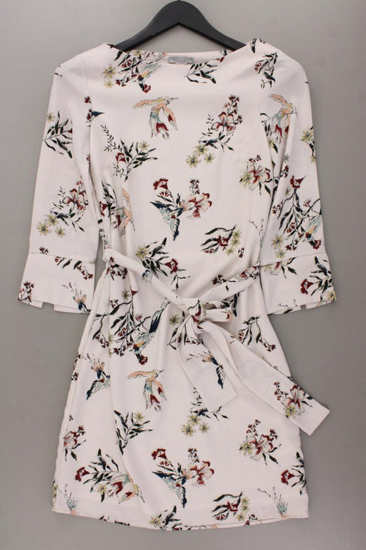 H&M Kleid Gr. 34 mit Gürtel 3/4 Ärmel creme aus Polyester