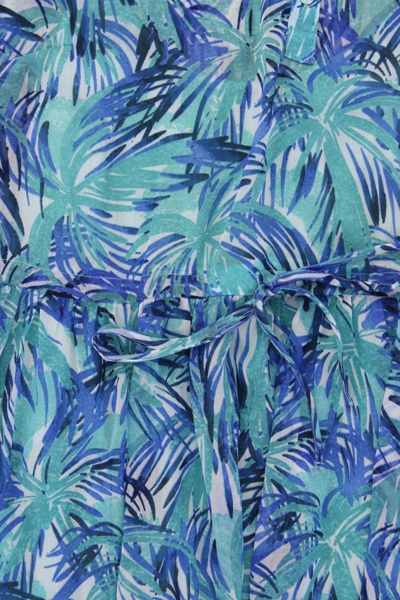 Chiffonkleid Gr. 48 Ärmellos blau