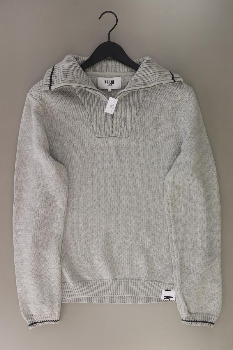 Khujo Feinstrickpullover für Herren Gr. L grau aus Baumwolle