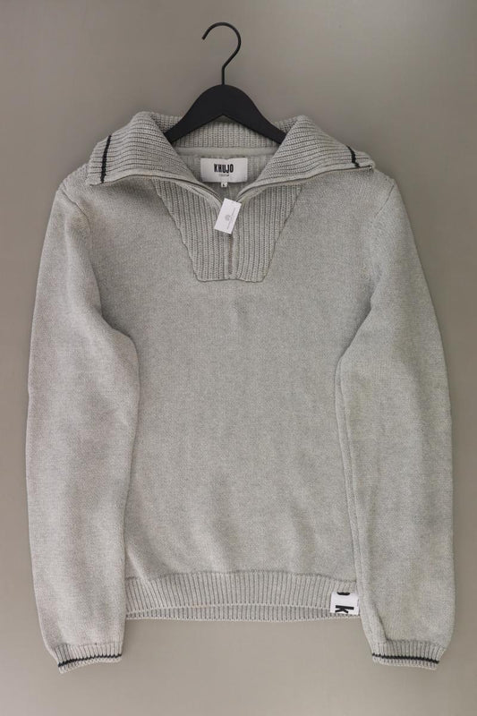 Khujo Feinstrickpullover für Herren Gr. L grau aus Baumwolle