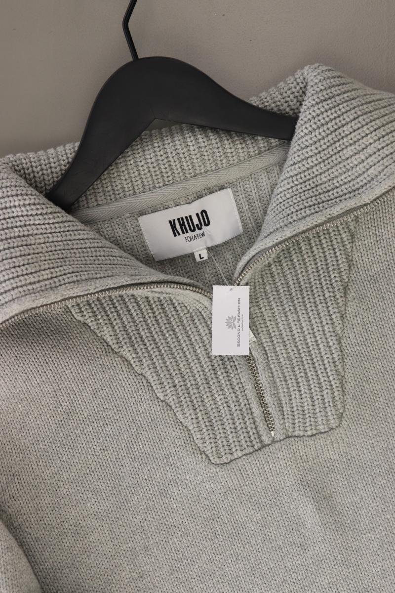 Khujo Feinstrickpullover für Herren Gr. L grau aus Baumwolle