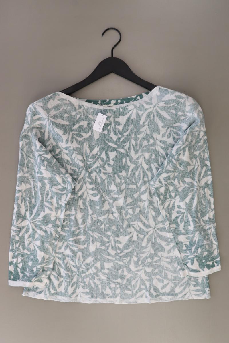 Tom Tailor Feinstrickpullover Gr. L mit Blumenmuster grün aus Baumwolle