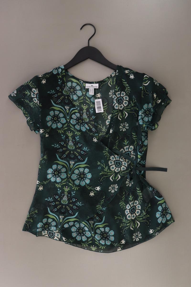 Tom Tailor Y2K Bluse Gr. 36 mit Blumenmuster Kurzarm grün aus Polyester