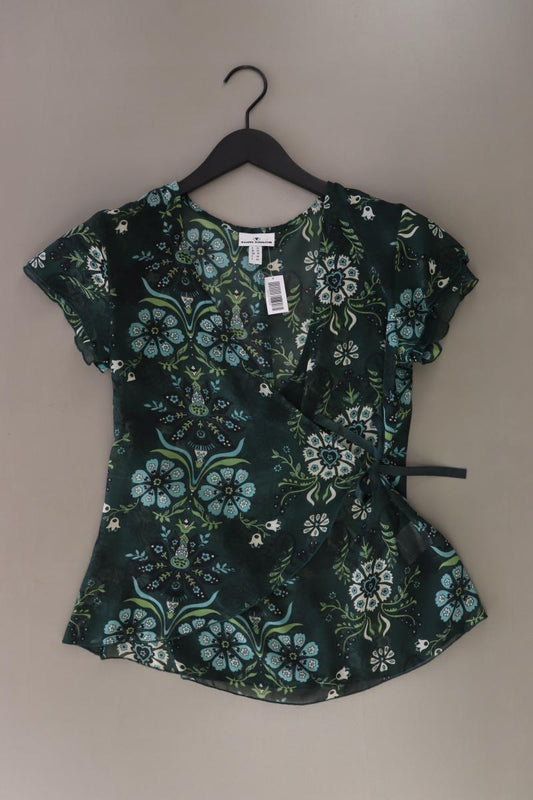 Tom Tailor Y2K Bluse Gr. 36 mit Blumenmuster Kurzarm grün aus Polyester