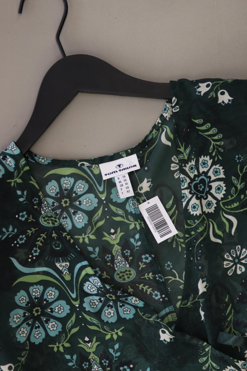 Tom Tailor Y2K Bluse Gr. 36 mit Blumenmuster Kurzarm grün aus Polyester