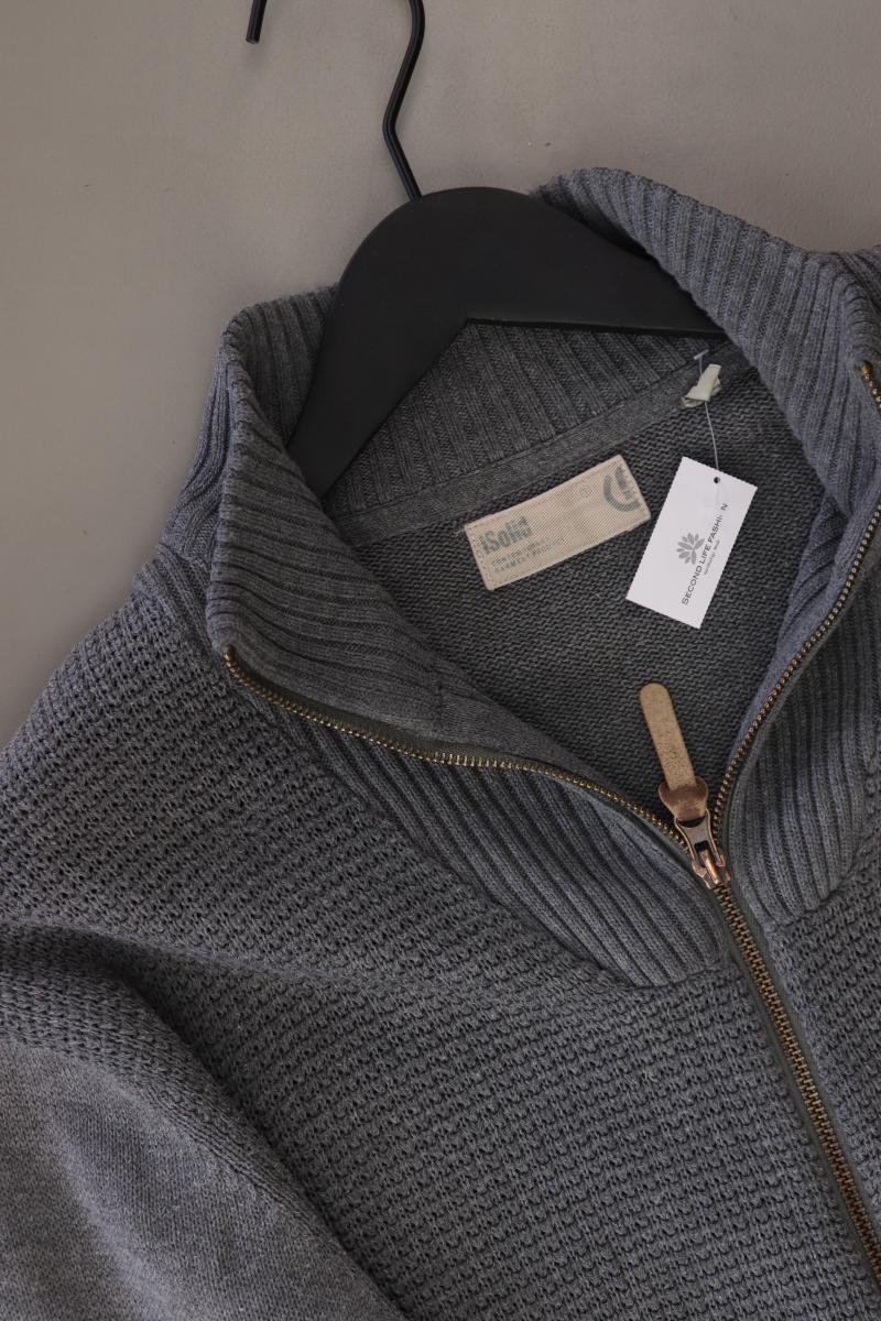 !Solid Strickjacke für Herren Gr. S Langarm grau aus Baumwolle