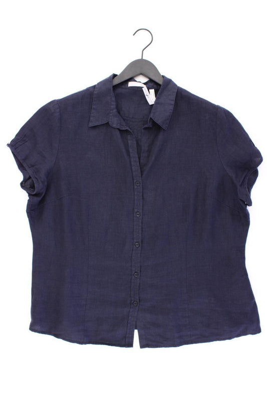 Marco Pecci Leinenbluse Gr. 48 Kurzarm blau
