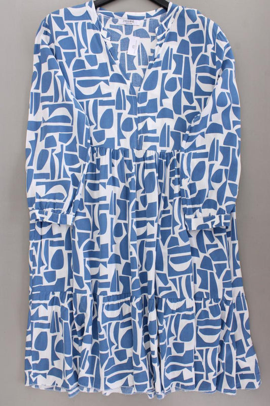 Zabaione Langarmkleid Gr. XXL geometrisches Muster blau