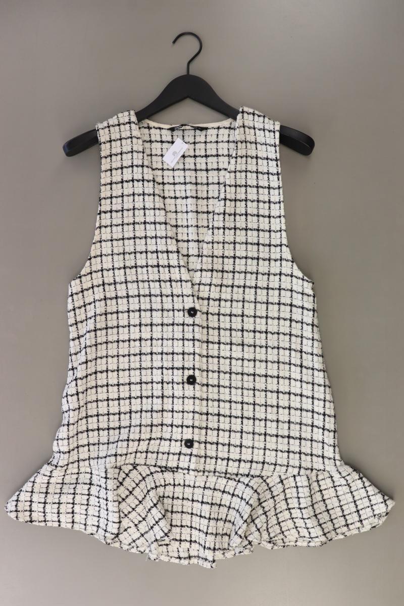 Zara Midikleid Gr. XL kariert Ärmellos weiß aus Polyester