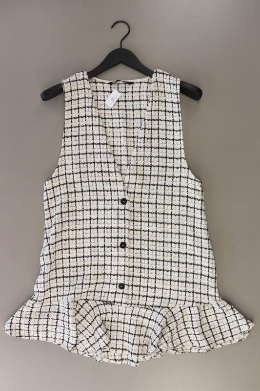 Zara Midikleid Gr. XL kariert Ärmellos weiß aus Polyester