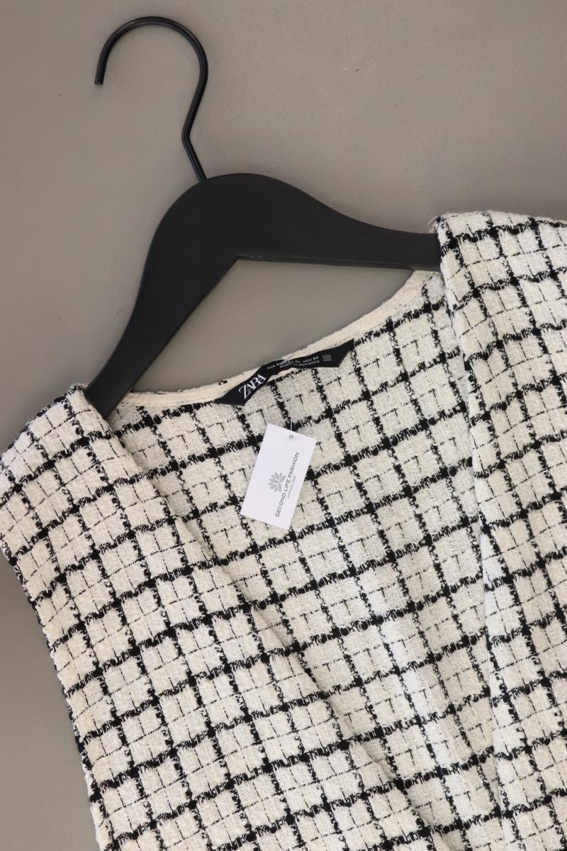 Zara Midikleid Gr. XL kariert Ärmellos weiß aus Polyester