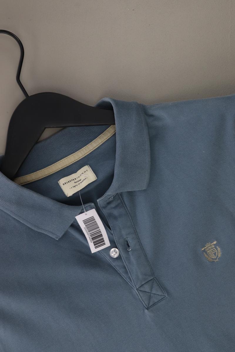 Selected Homme Poloshirt für Herren Gr. L Kurzarm blau aus Baumwolle