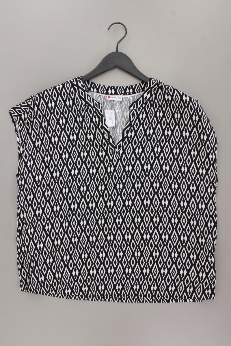 Street One Kurzarmbluse Gr. 40 geometrisches Muster schwarz aus Viskose