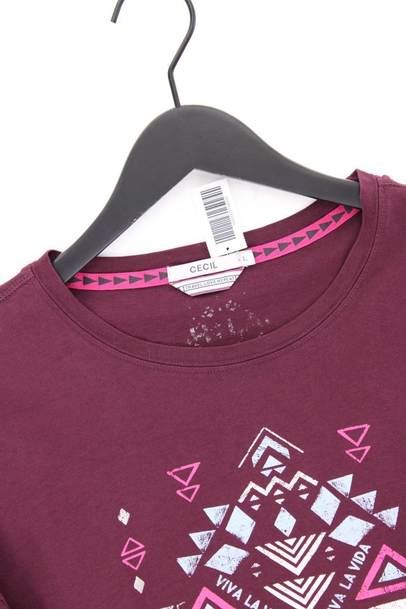 Cecil Printshirt Gr. L Kurzarm lila aus Baumwolle
