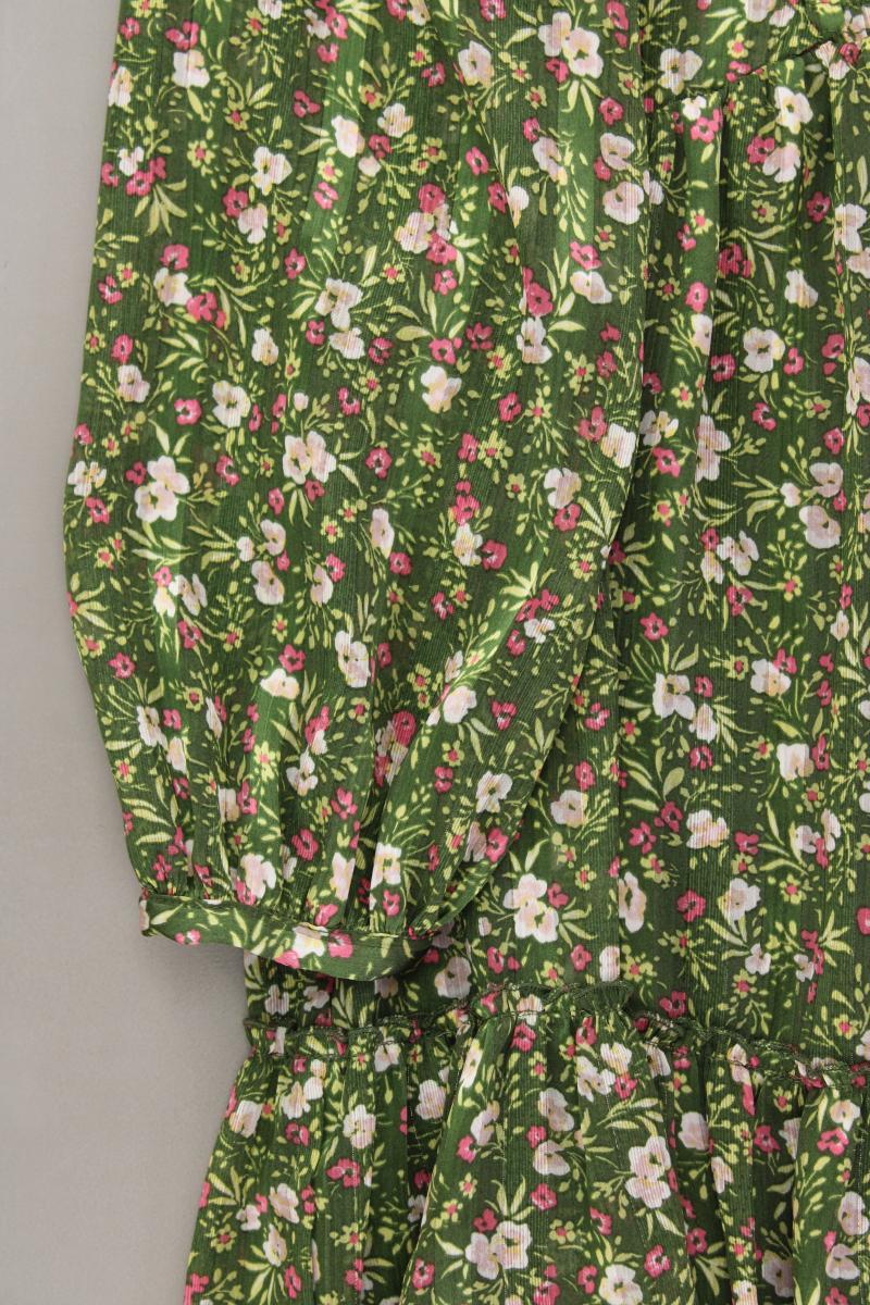 Zara Langarmkleid Gr. S mit Blumenmuster neuwertig grün aus Polyester