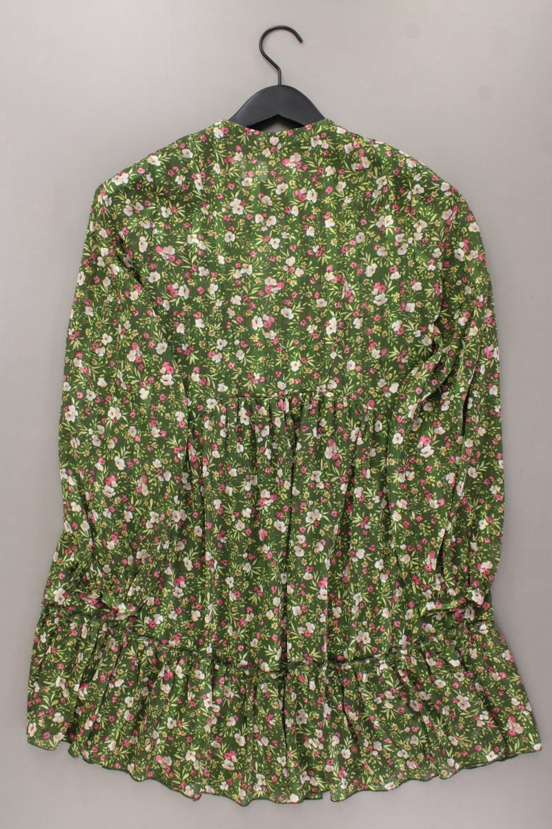 Zara Langarmkleid Gr. S mit Blumenmuster neuwertig grün aus Polyester