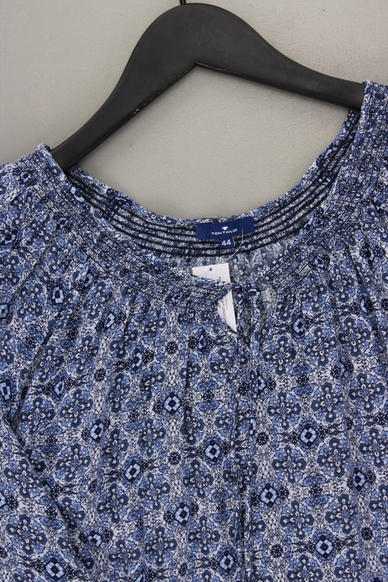 Tom Tailor Langarmbluse Gr. 44 mit Carmen-Ausschnitt blau aus Viskose