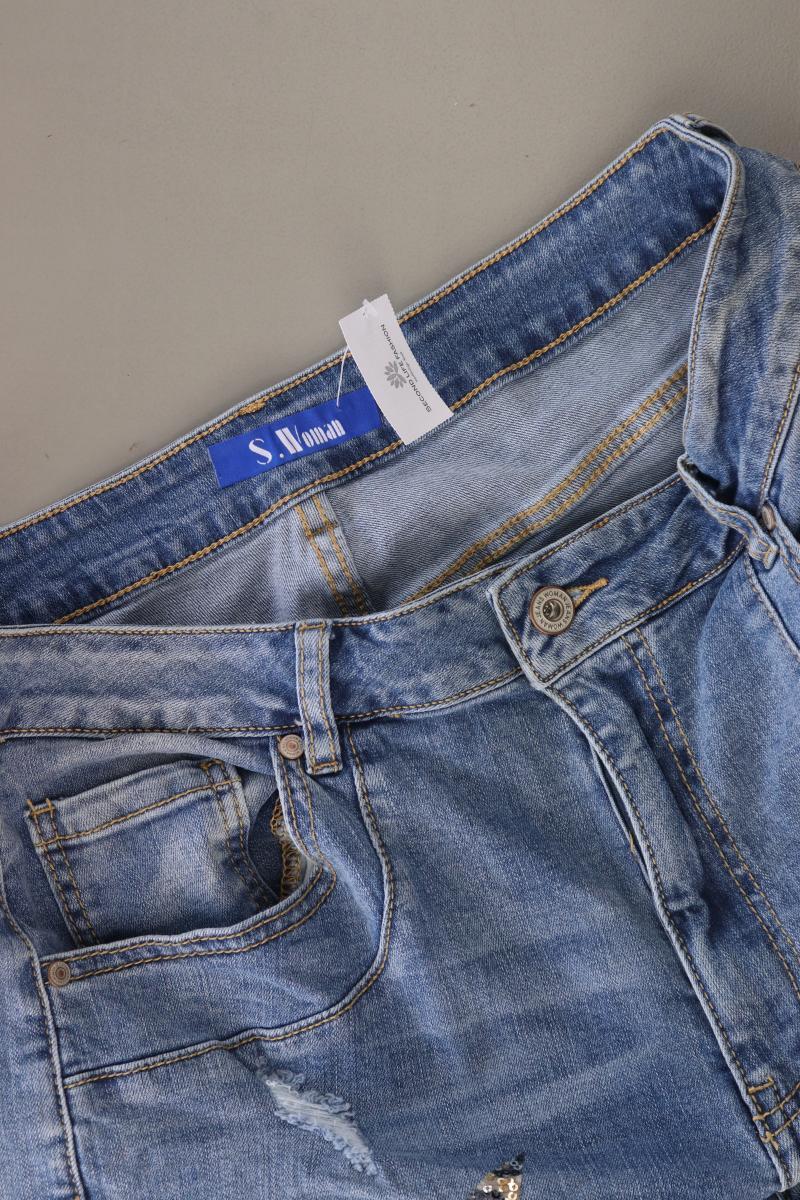 7/8 Jeans Gr. XL mit Pailletten blau aus Baumwolle