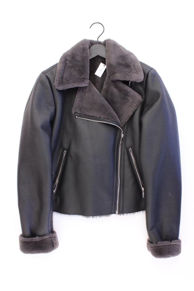 Mango Gefütterte Kunstlederjacke Gr. L neuwertig schwarz aus Polyester