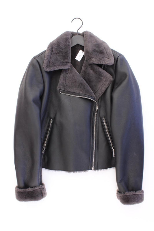 Mango Gefütterte Kunstlederjacke Gr. L neuwertig schwarz aus Polyester