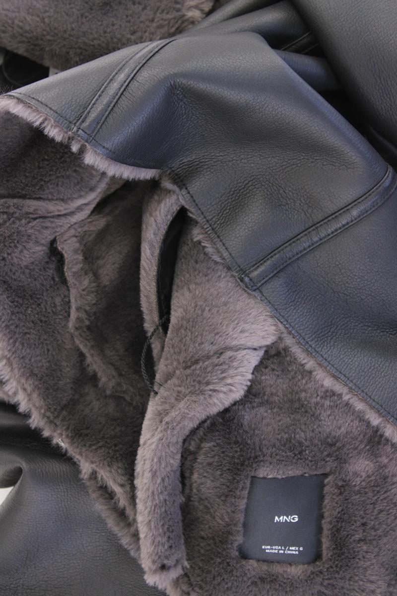 Mango Gefütterte Kunstlederjacke Gr. L neuwertig schwarz aus Polyester