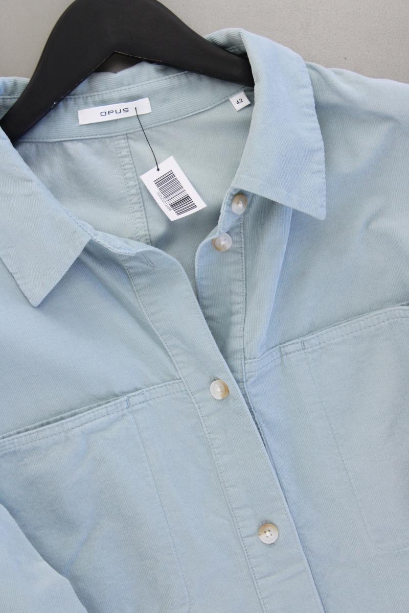 Opus Cordbluse Modell Froni Gr. 42 neuwertig Langarm blau aus Baumwolle