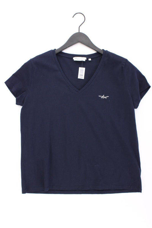 Tom Tailor (Denim) Shirt mit V-Ausschnitt Gr. XL Kurzarm blau aus Baumwolle