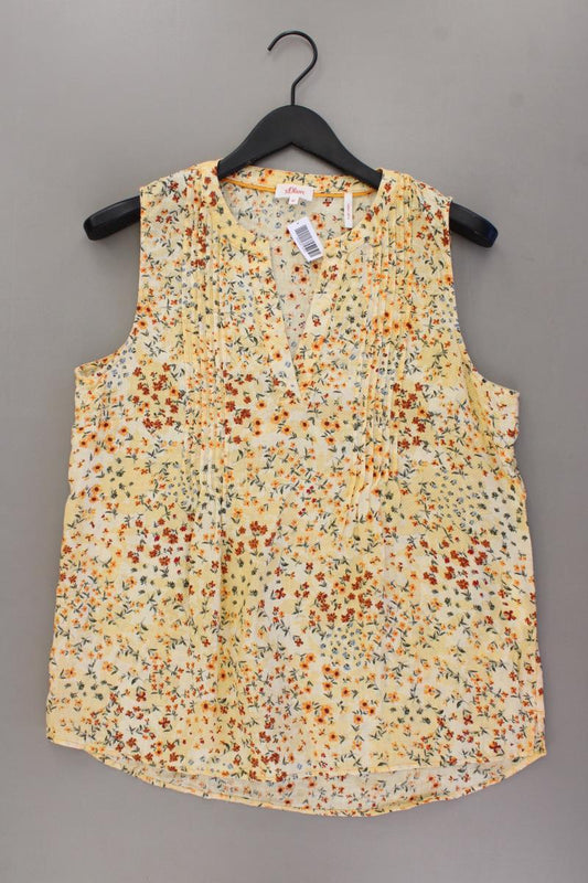 s.Oliver Leinenbluse Gr. 40 mit Blumenmuster Ärmellos gelb