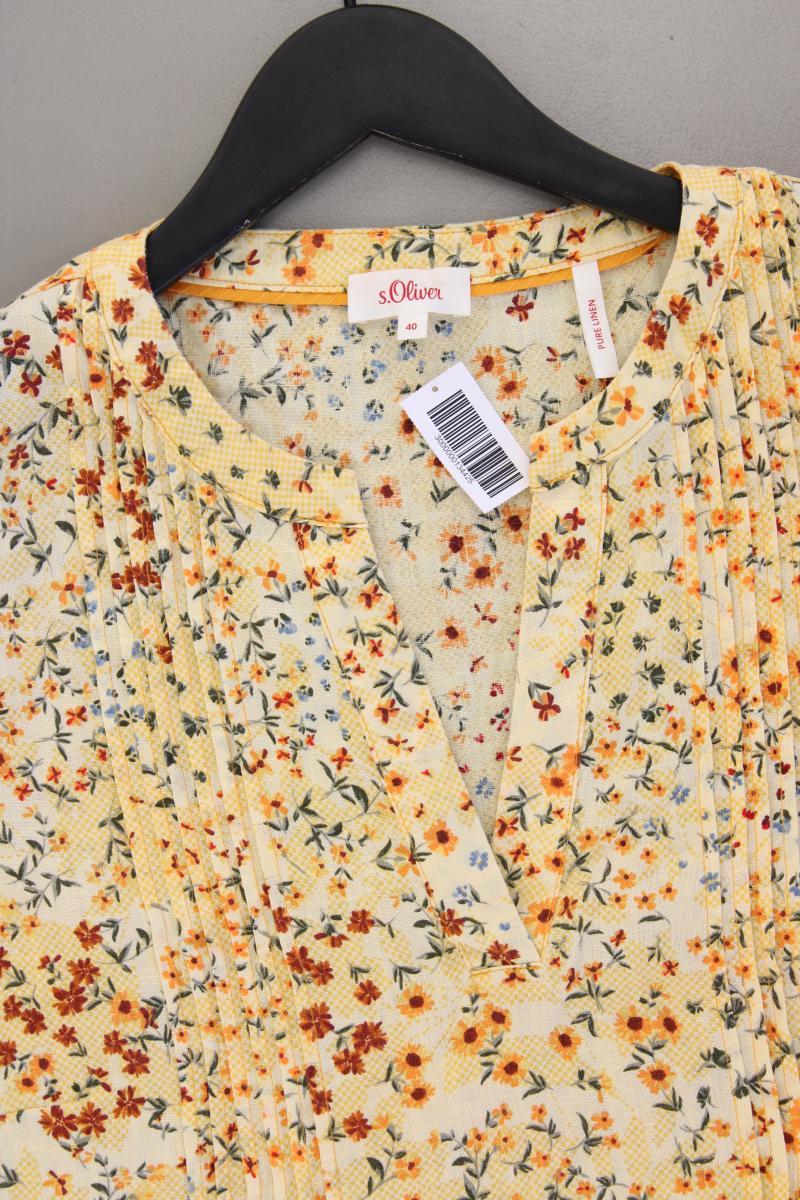 s.Oliver Leinenbluse Gr. 40 mit Blumenmuster Ärmellos gelb
