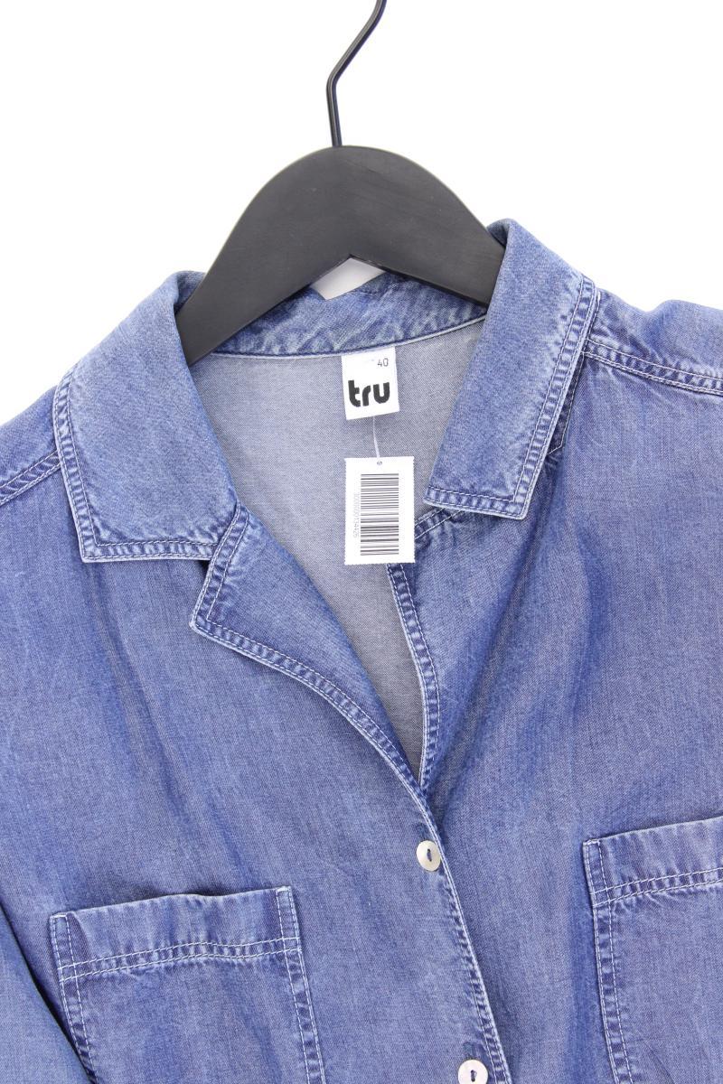 Jeansbluse Gr. 40 3/4 Ärmel Vintage blau aus Lyocell
