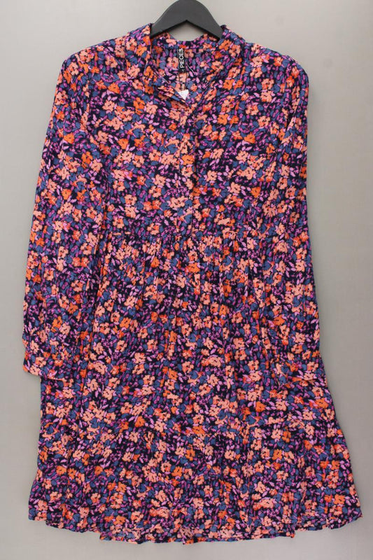 Pieces Langarmkleid Gr. S mit Blumenmuster mehrfarbig aus Viskose