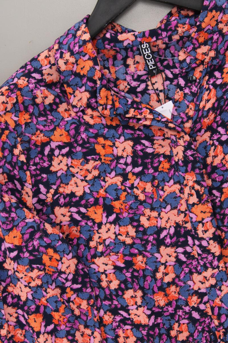 Pieces Langarmkleid Gr. S mit Blumenmuster mehrfarbig aus Viskose