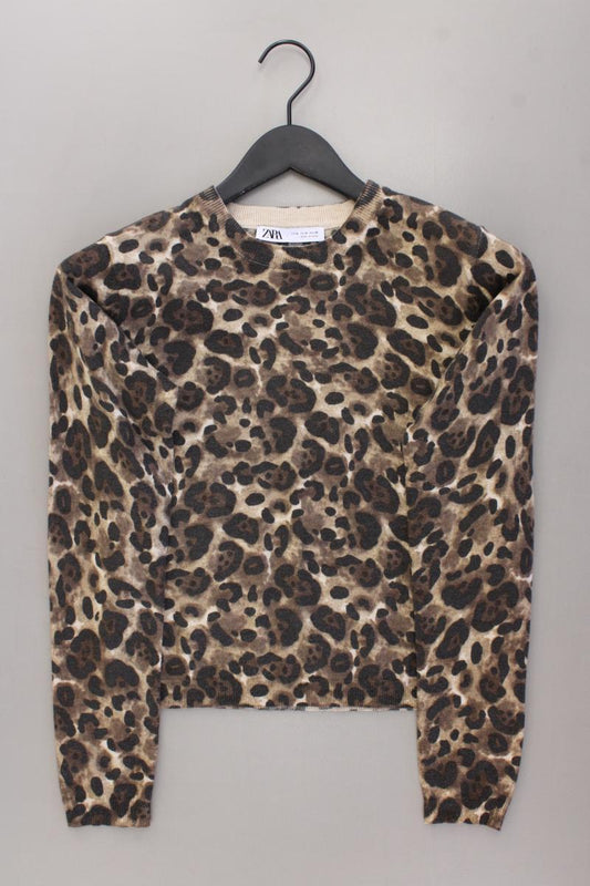 Zara Feinstrickpullover Gr. M mit Tierdruck braun aus Polyacryl