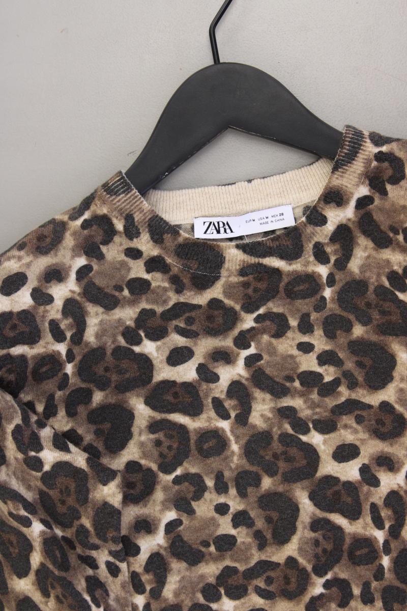 Zara Feinstrickpullover Gr. M mit Tierdruck braun aus Polyacryl