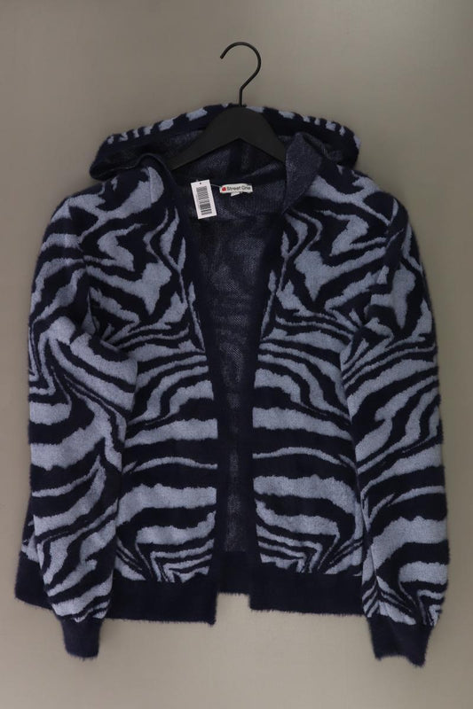 Street One Strickjacke Gr. 40 mit Tierdruck Langarm blau