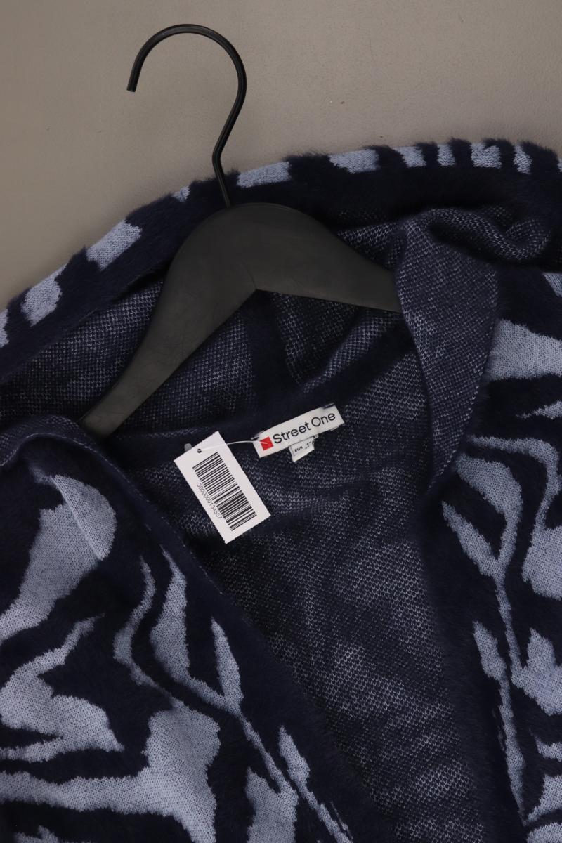 Street One Strickjacke Gr. 40 mit Tierdruck Langarm blau