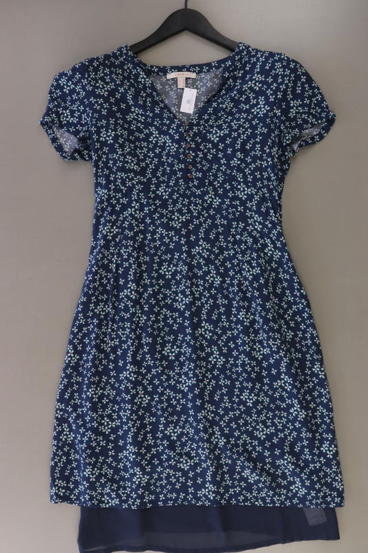 Esprit Kurzarmkleid Gr. 36 mit Blumenmuster blau aus Polyester