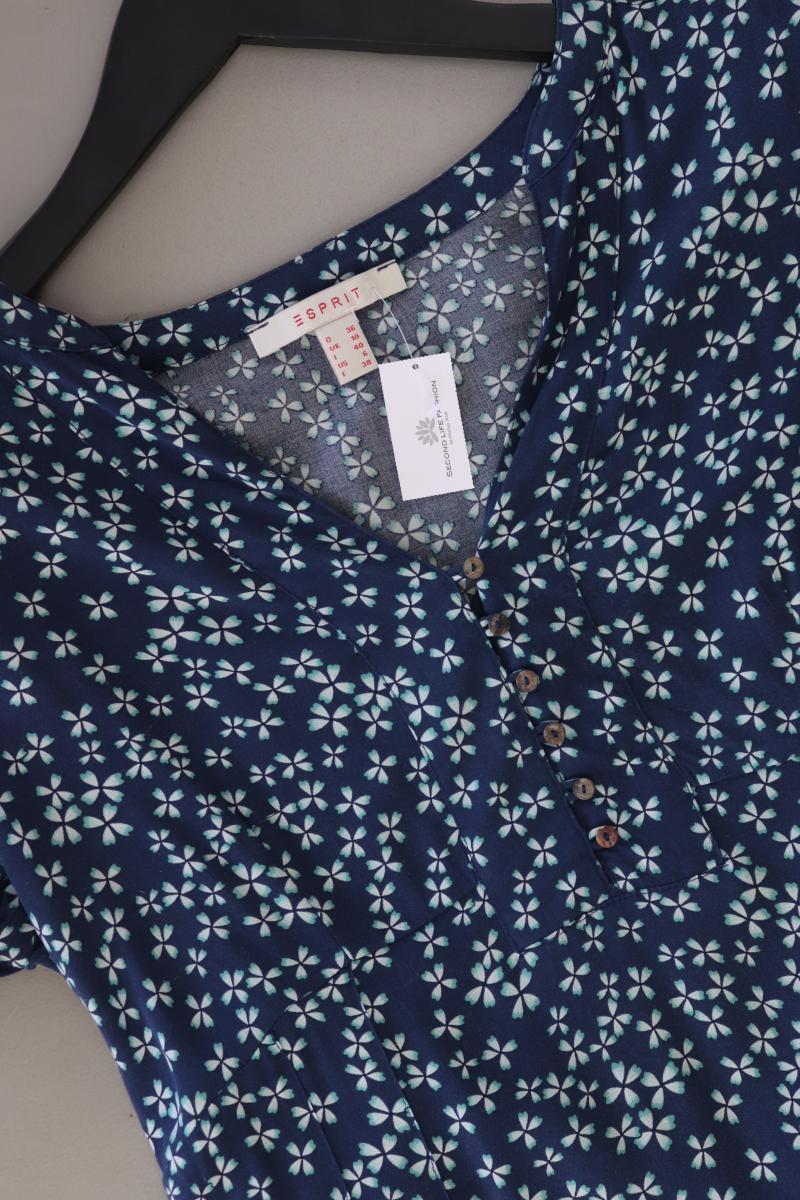 Esprit Kurzarmkleid Gr. 36 mit Blumenmuster blau aus Polyester