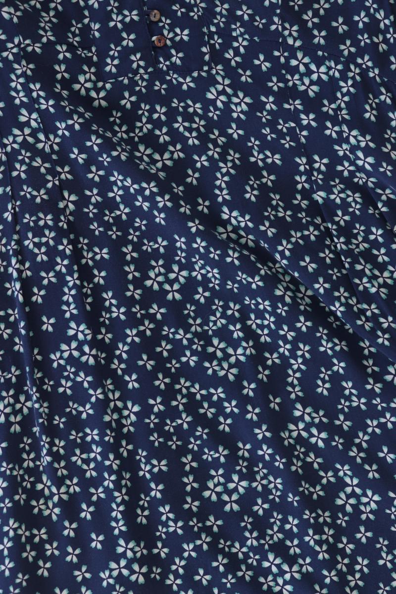 Esprit Kurzarmkleid Gr. 36 mit Blumenmuster blau aus Polyester