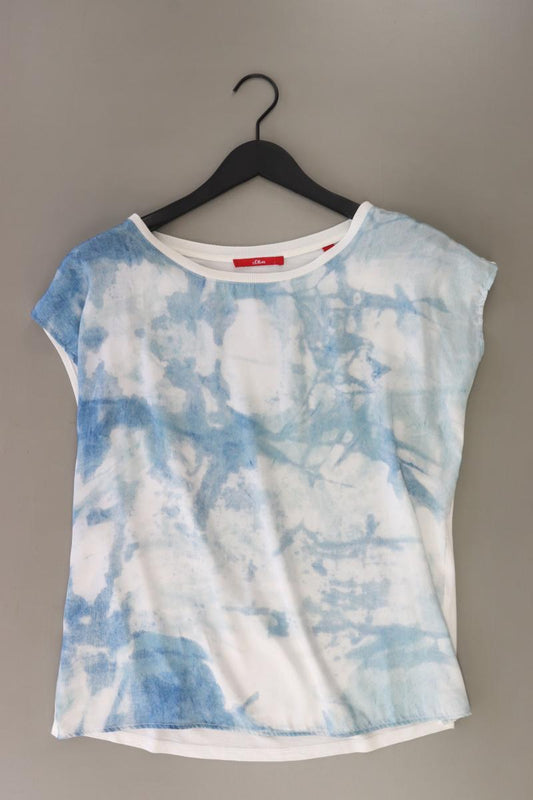 s.Oliver Kurzarmbluse Gr. 40 mit Batikmuster blau