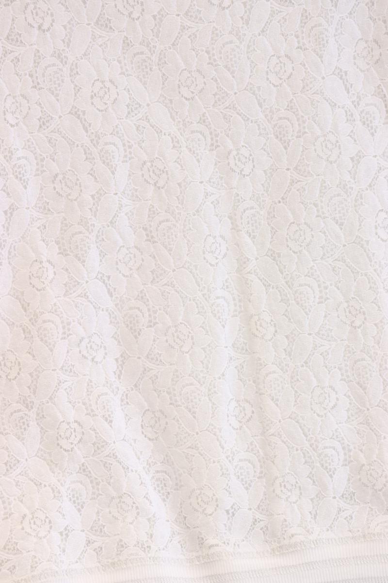 Mona Shirt mit Spitze Gr. 44 mit Blumenmuster Kurzarm weiß aus Elasthan